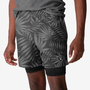 NFL Las Vegas Raiders Floral Black Liner Shorts L